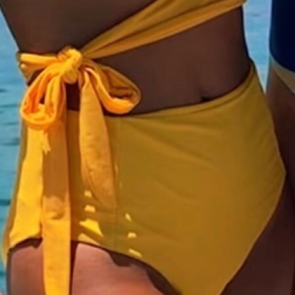 Yellow One Shoulder High Waisted Lined Bikini - Picture 8 of 12